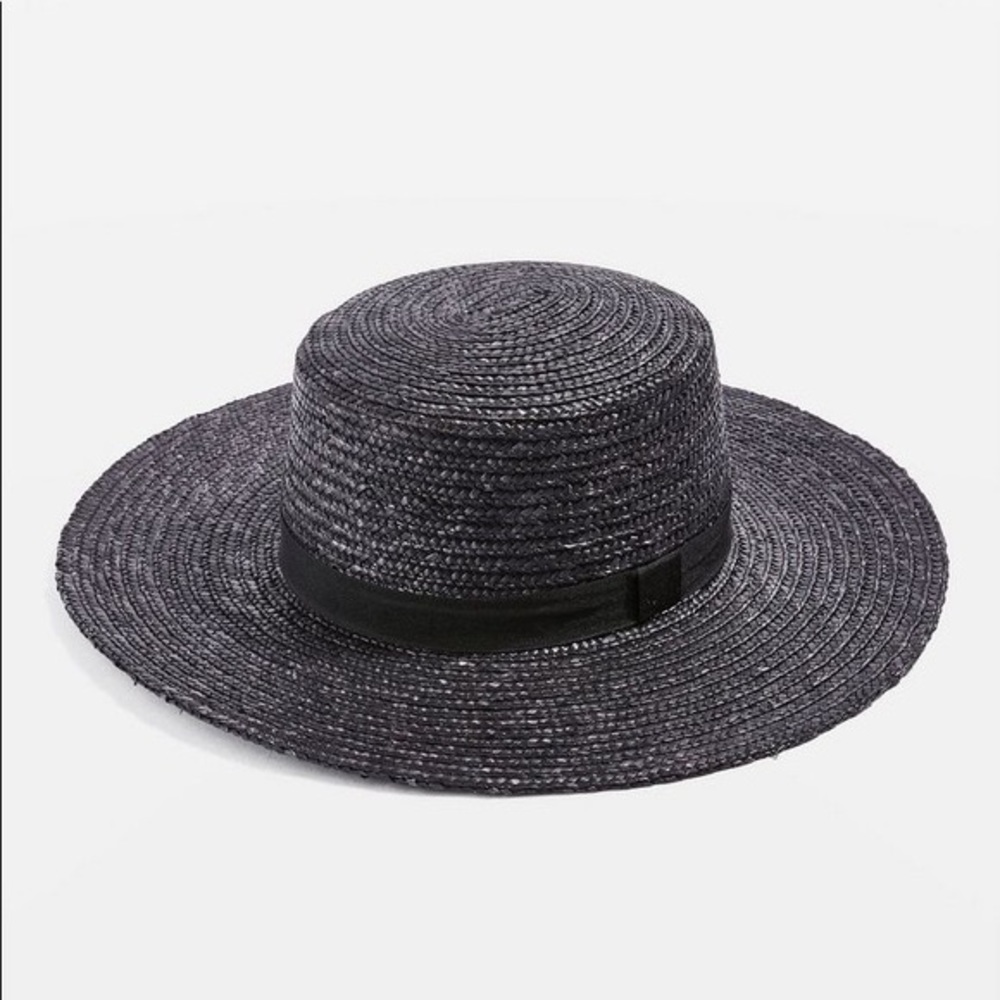 Topshop Straw Boater Hat Wide Brim